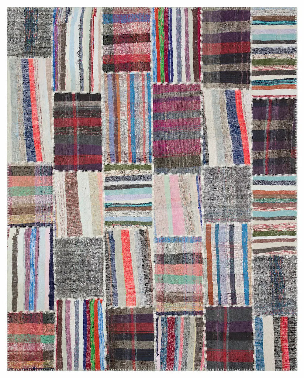 Zev Halı Kırkyama Kilim Serisi Geleneksel Patchwork El Dokuması Kilim 278x367