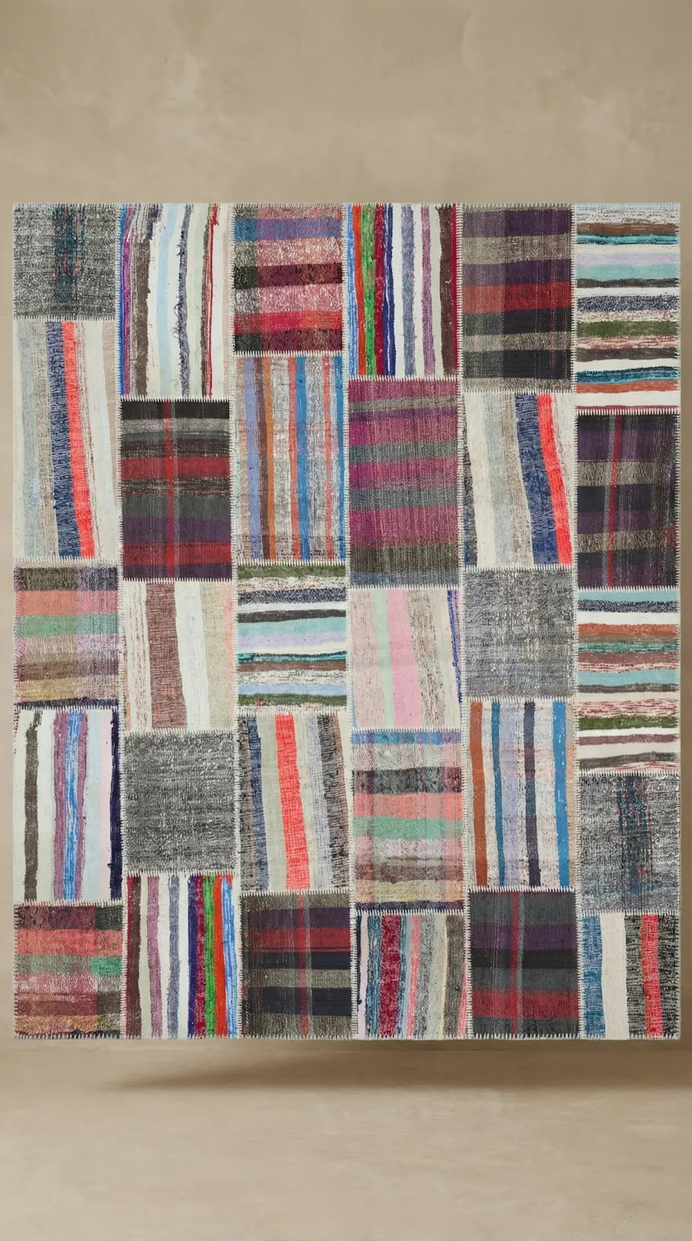 Zev Halı Kırkyama Kilim Serisi Geleneksel Patchwork El Dokuması Kilim 278x367